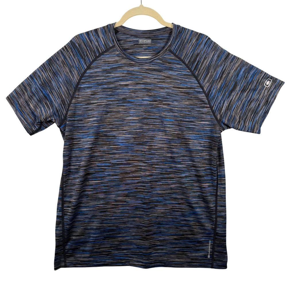 OGIO Endurance Verge Crew L T Shirt Blue Space Dye Athletic Training OE326 EUC